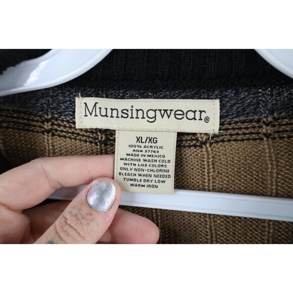 Vtg 90s Streetewar Mens XL Earth Tone Striped Color Block Ribbed Knit Sweater - Picture 6 of 9